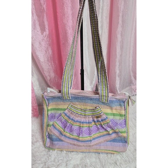 Pinzon Mexico Woven Multicolor Boho Hippie Shoulder Bag Purse 16x11x2 - Picture 1 of 7